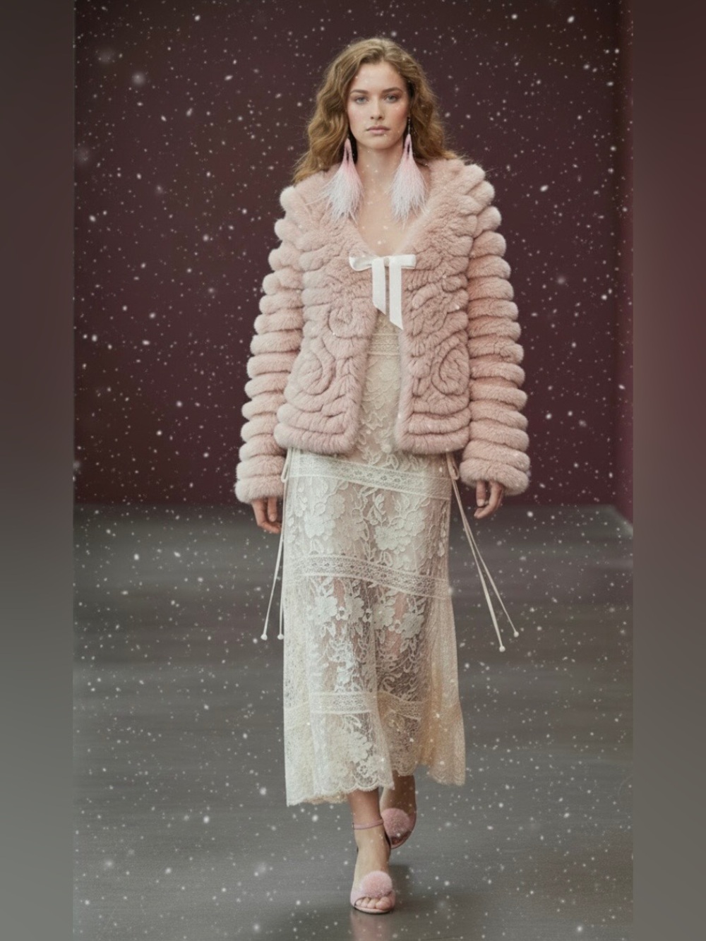 BCBGMaxAzria Blush Rabbit Fur Knit Jacket - Picture 1 of 11